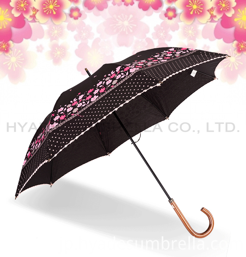 フラワーピコットレースパラソルレディースストレート傘 Flower Picot Lace Parasol Womens Straight Umbrella